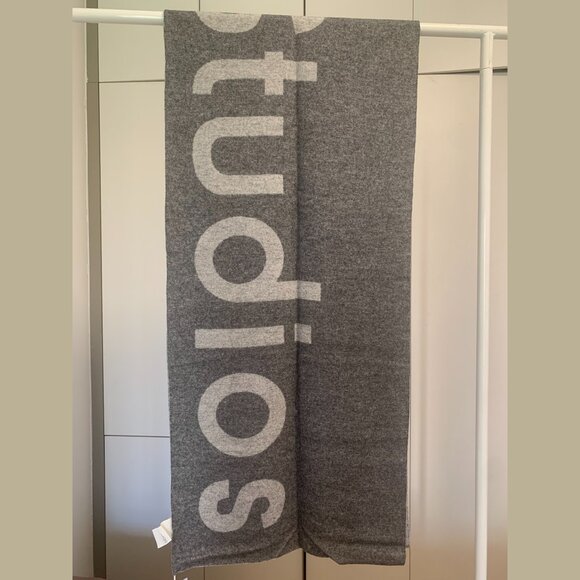 Acne Studios Oversized Logo Wool Blend Scarf – Gray - Picture 1 of 9